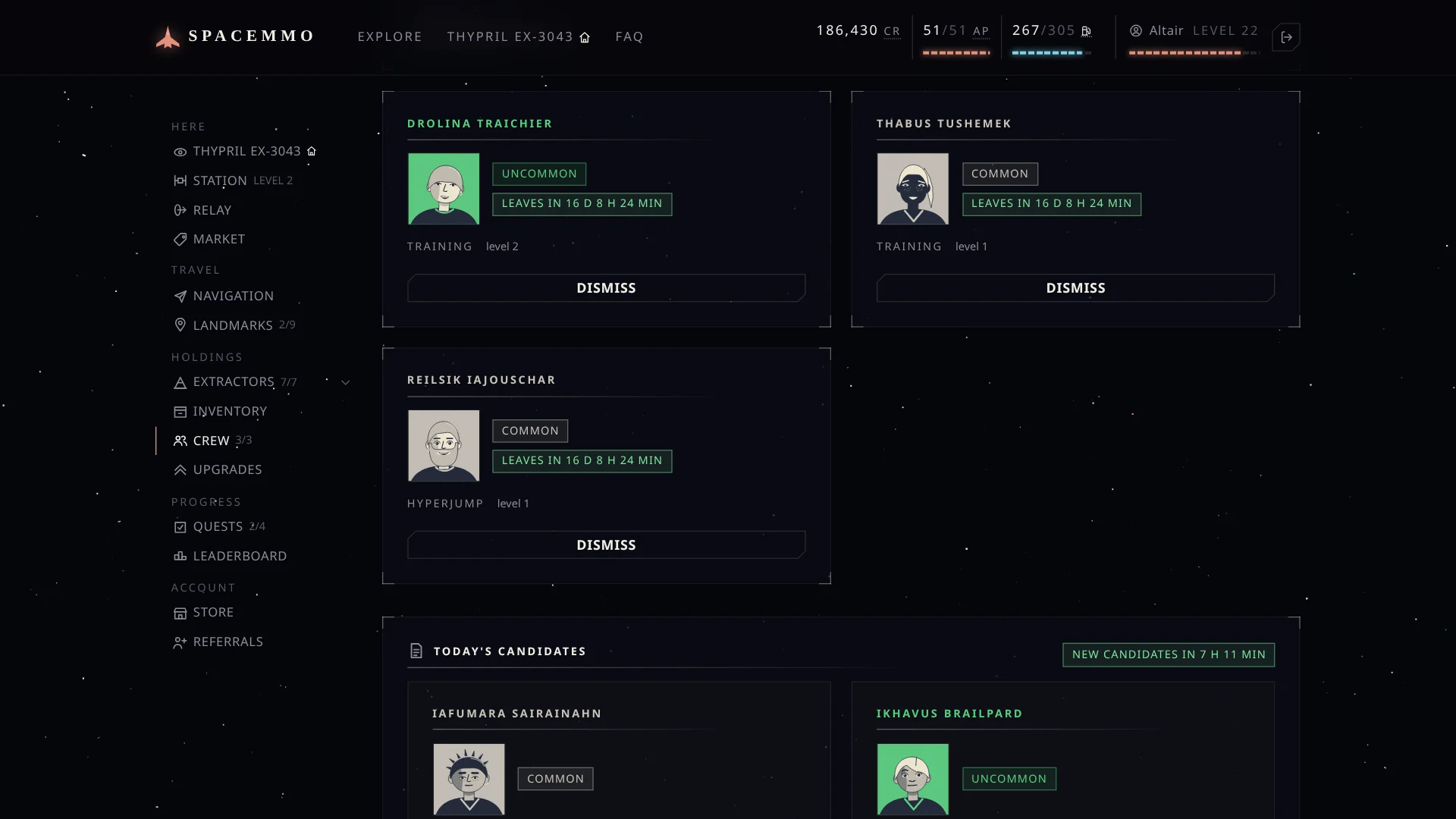 Your crew, each member with their own skills