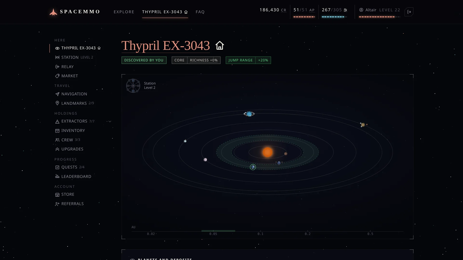 A star system and its planets in orbit